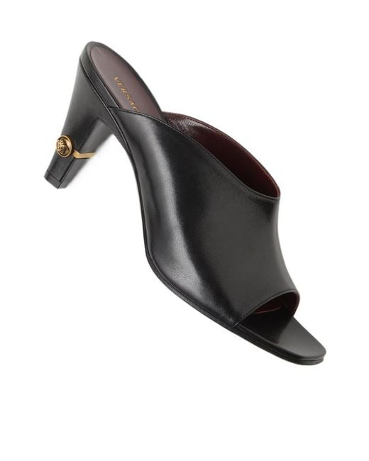 Versace Black Sculpted Heeled Mules