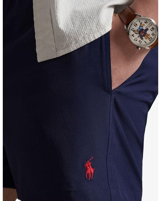 Polo Ralph Lauren Blue Logo Embroidered Drawstring Swim Bottoms for men