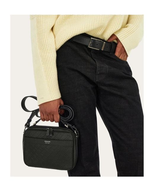 Ferragamo Black Ferragamo Monogram Shoulder Bag for men