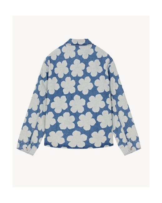 KENZO Blue 'Hana Dots' Denim Polo Shirt