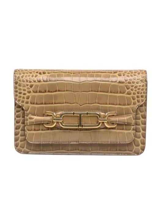 Tom Ford Natural Embossed Whitney Small Shoulder Bag