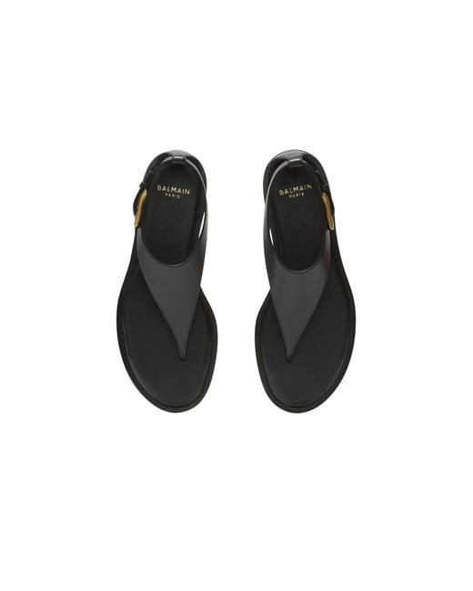 Balmain Brown Anthem Flat Toe-Post Sandals