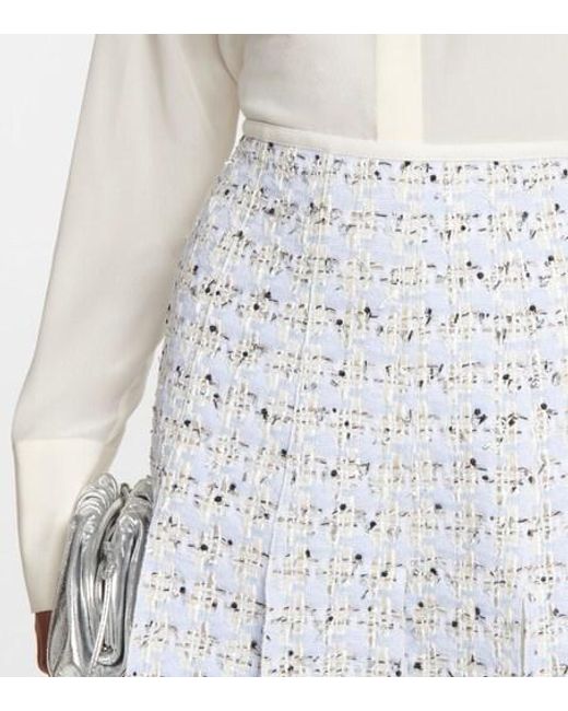Giambattista Valli White High-Rise Tweed Miniskirt