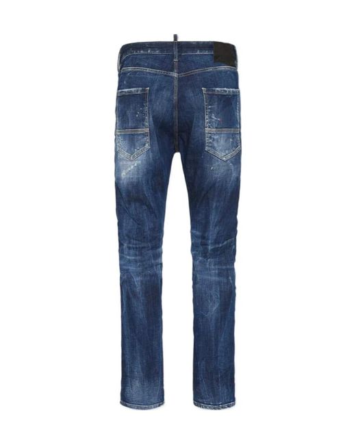 DSquared² Blue Medium Ripped Cool Guy Mini Front Jeans for men