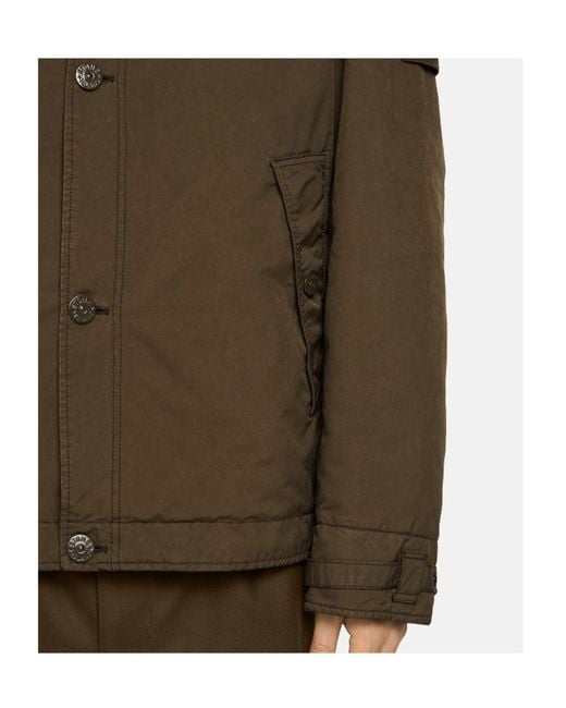 Stone Island Brown Padded Coach Jacket With Detachable Collar And Anti-Drop for men