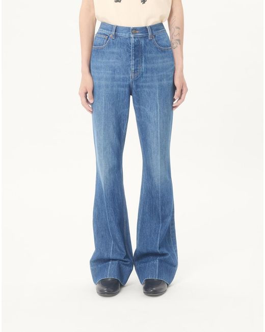 Valentino Blue Logo Patch Straight Leg Jeans for men