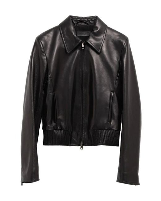 Balenciaga Black Long-Sleeved Leather Jacket
