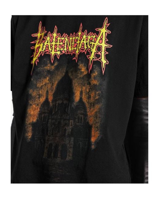 Balenciaga Black Cotton Sacré Cœur T-Shirt