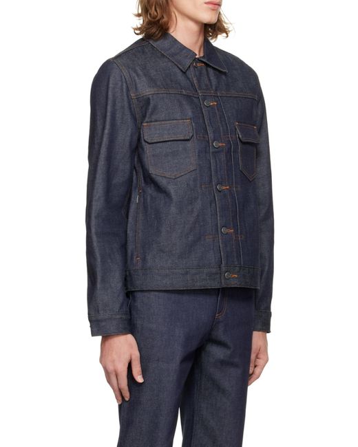 A.P.C. Blue Buttoned Denim Jacket for men