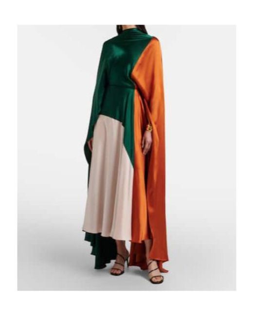 Roksanda Red Neolitsea Caped Silk Satin Gown