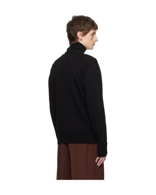 Jil Sander Black Hollowed-Out Long-Sleeved Knitted Cardigan for men