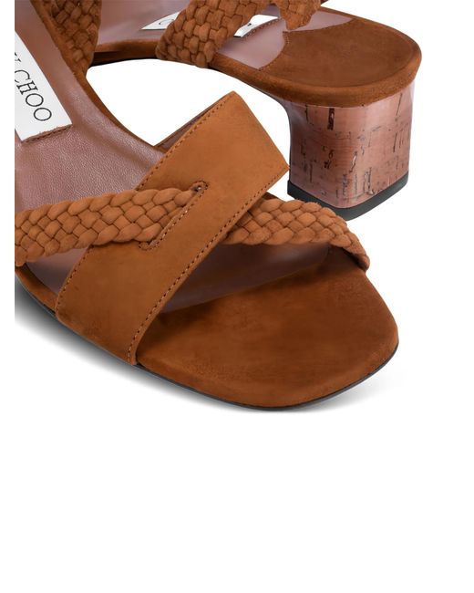 Jimmy Choo Brown Rori 45 Braided Heeled Sandals