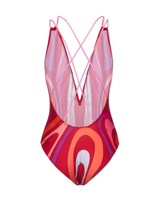 Emilio Pucci Pink Marmo-Print Swimsuit