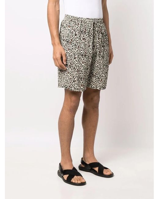Nanushka Black Leopard Printed Drawstring Shorts for men