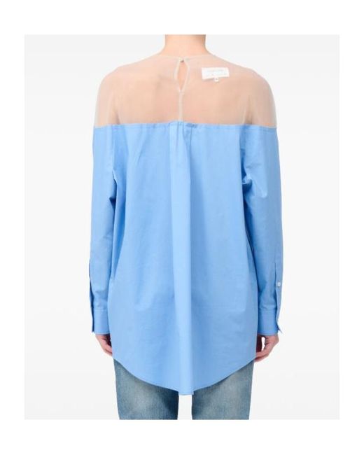 MM6 by Maison Margiela Blue Panelled Long Sleeved Shirt