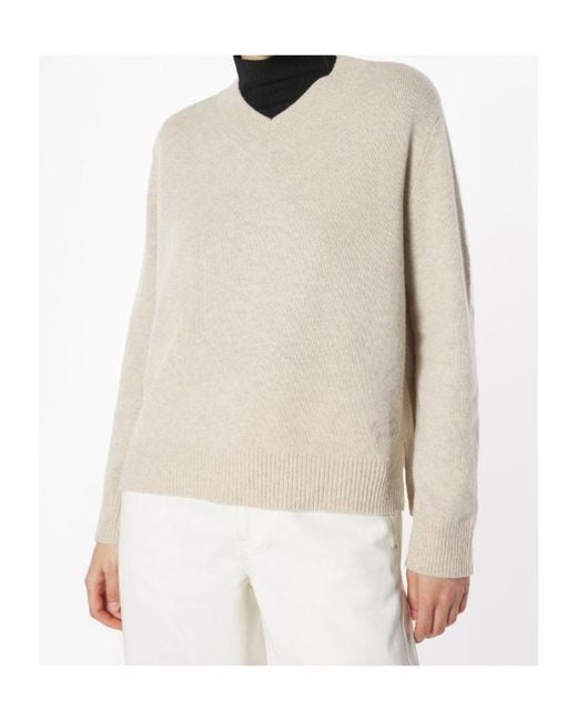 Maison Kitsuné White Merino Wool Comfort V-Neck Jumper