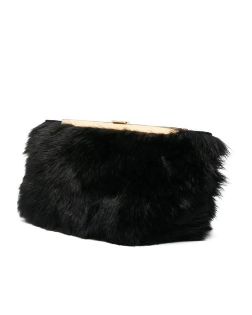 Khaite Black Aimee Shearling Clutch Bag