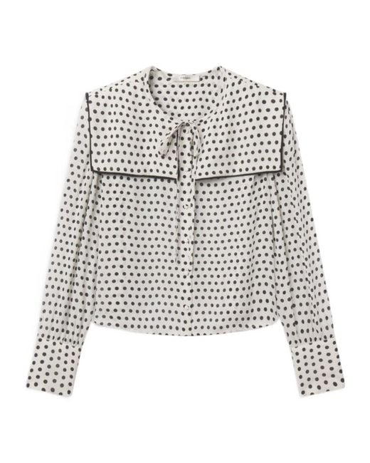 FRAME White The Polka Dot Fleet Blouse