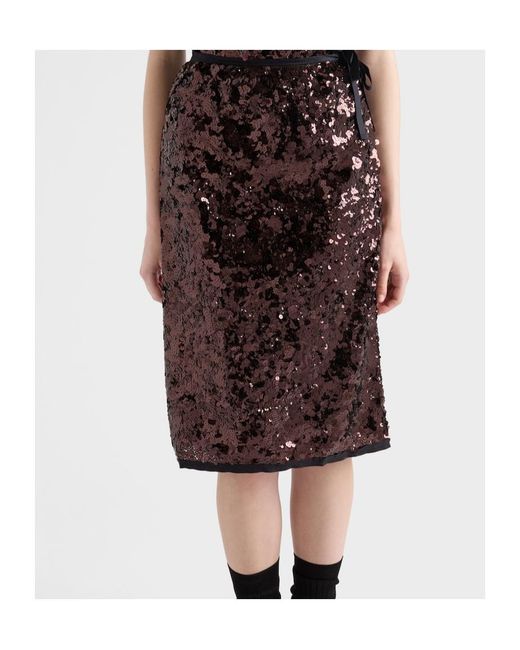Prada Black Sequin-Embellished Midi Skirt