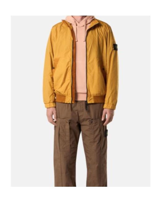 Stone Island Yellow Logo Patch Zip-Up Bomber Jacket for men