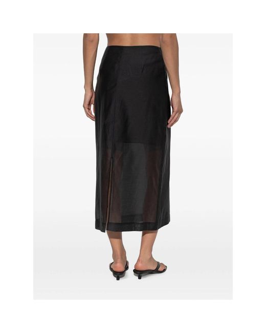 By Malene Birger Black Sheer Patchwork Midi Skirt