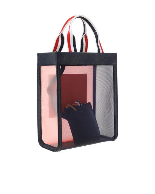 Thom Browne White Small Rwb-Handles Tote Bag