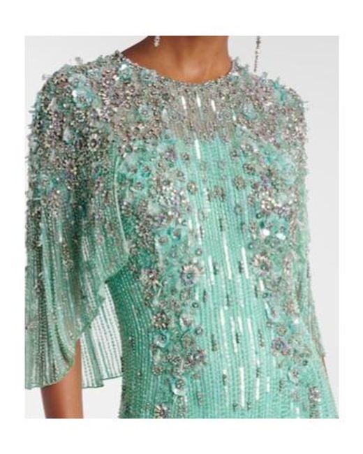 Jenny Packham Green Astra Embellished Gown