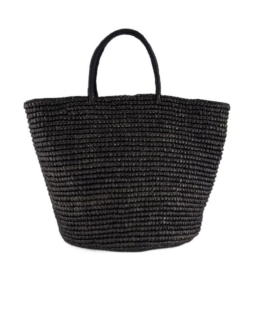 Sensi Studio Black Large Straw Tote Bag
