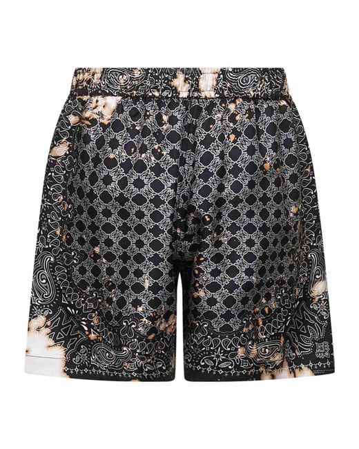 Amiri Gray Graphic Printed Drawstring Shorts for men