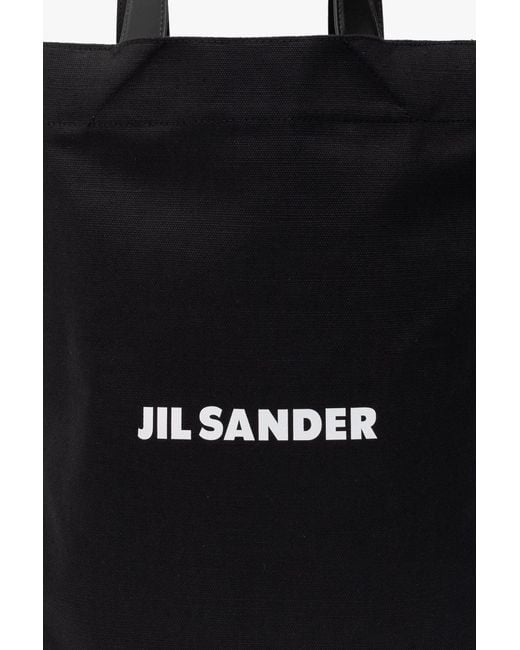 Jil Sander Black Logo Printed Large Tote Bag for men