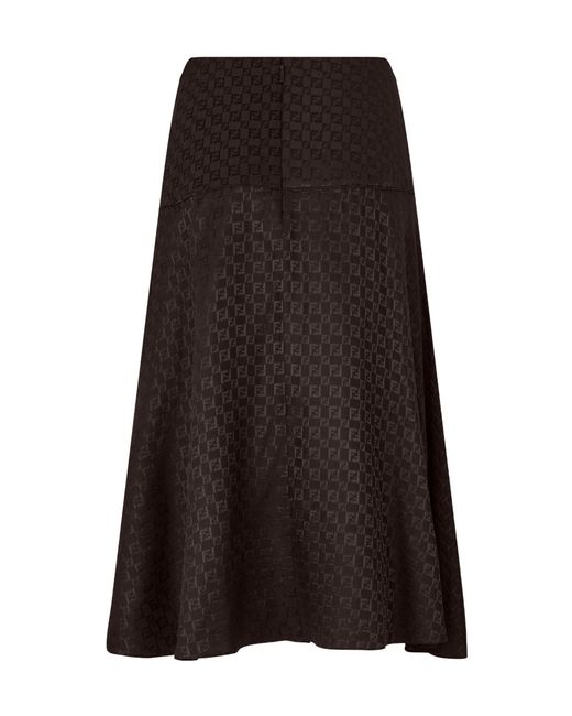 Fendi Brown Flared Long Midi Skirt