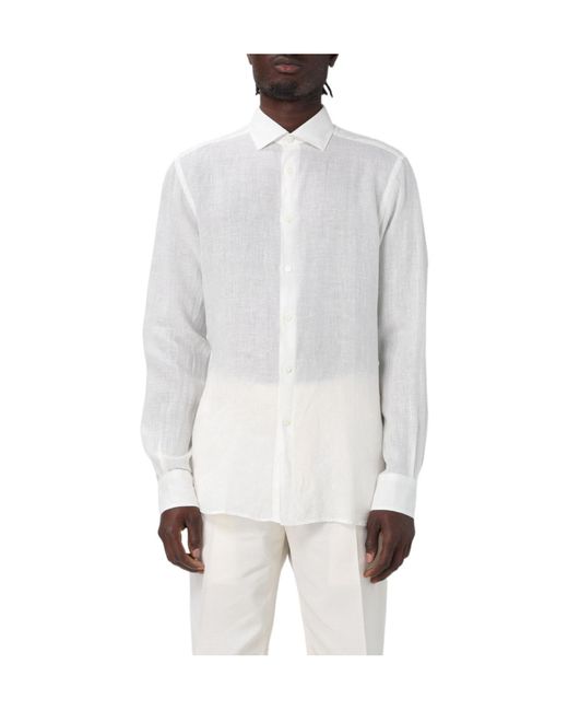 Zegna White Long Sleeved Single-Breasted Shirt for men