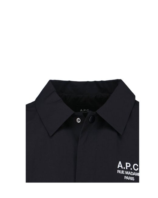 A.P.C. Blue Logo Printed Buttoned Jacket for men