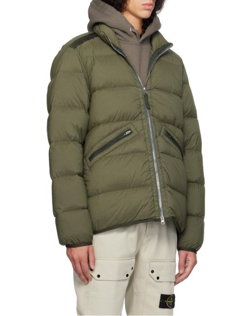 Stone Island Green High-Neck Zip-Up Coat for men