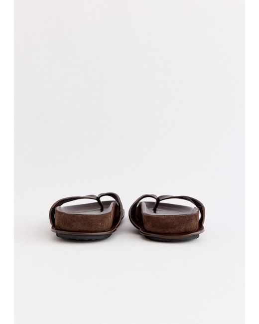 Jacquemus Brown Round-Toe Flat Sandals