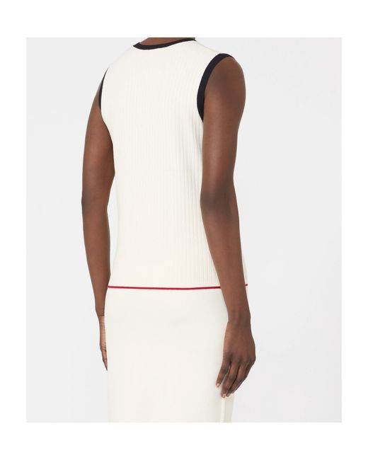 Max Mara White Studio Umile Ribbed V-Neck Knitted Top