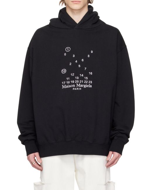 MM6 by Maison Margiela Blue Maison Margiela Logo-Printed Long-Sleeved Hoodie for men
