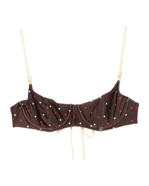 Frankie's Bikinis Brown Polka-Dot Bikini Top
