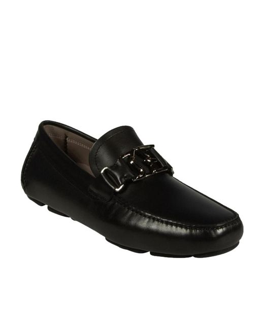 Ferragamo Black Logo Business Casual Shoes for men