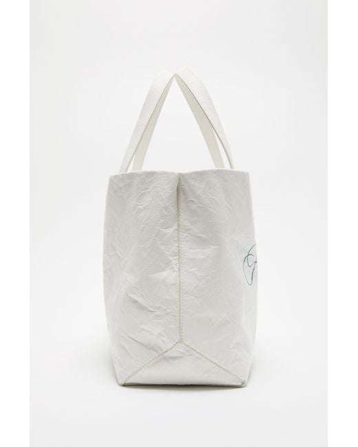 Acne Metallic Leather Tote With Logo