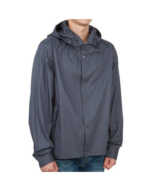 C P Company Blue Hooded Cotton Shirt Jacket for men