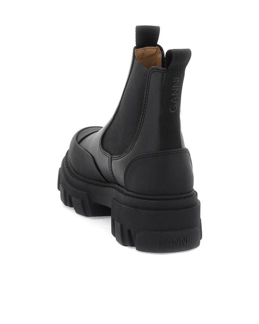 Ganni Black Cleated Low Chelsea Boots