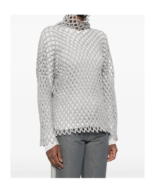 Sportmax Gray Open-Knit Top