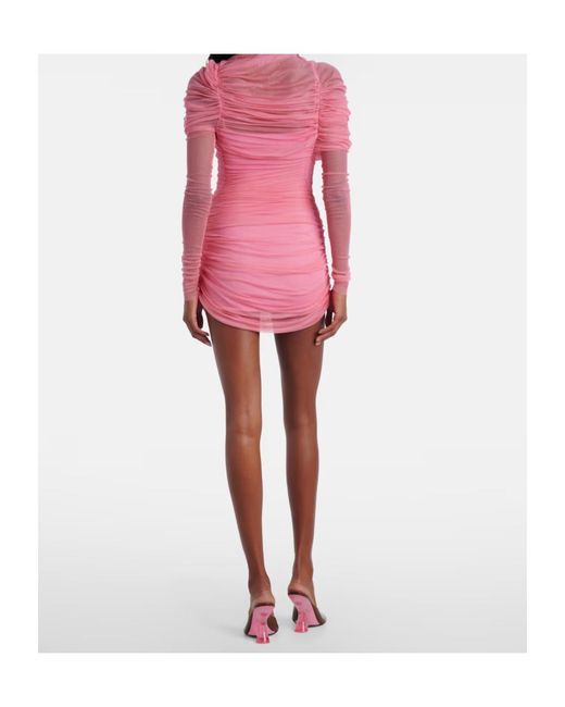 Christopher Esber Pink Christo Ruched Sheer Silk Minidress