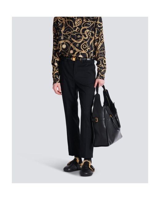 Balmain Gray Pleat Detailed Trousers for men