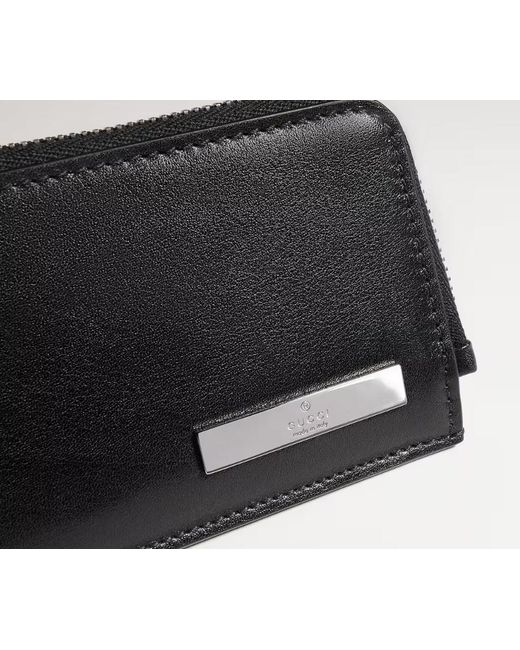Gucci Black Card Holder With Metal Tag for men
