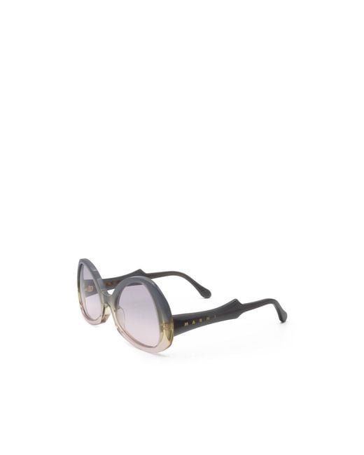 Marni White Geometric Frame Sunglasses for men