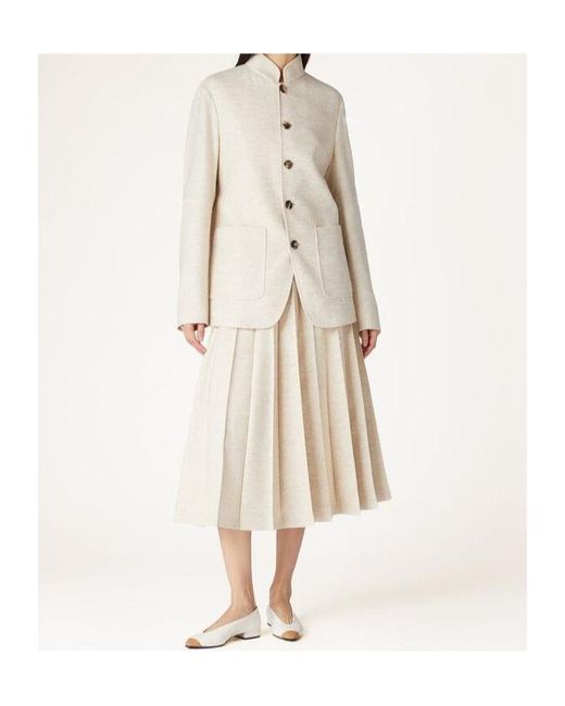 Loro Piana Natural Pleated Midi Skirt