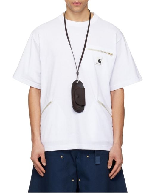 SACAI X CARHARTT WIP White Jersey T-Shirt for men