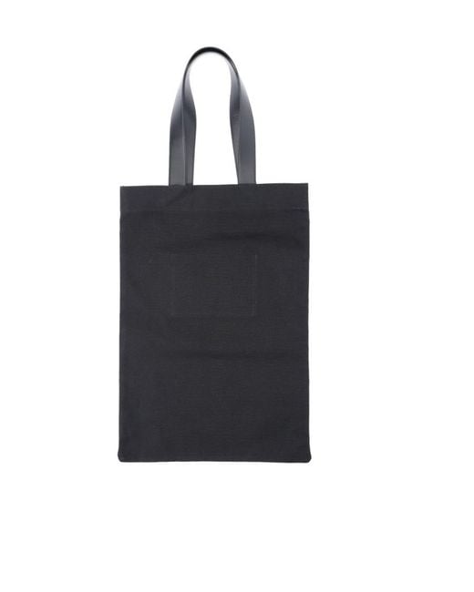 Jil Sander Black Logo Printed Tote Bag